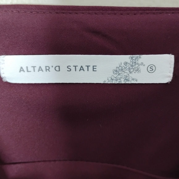 Altar’d State Wryn Satin Midi Dress | Side Cutouts Floral | S - Picture 11 of 12